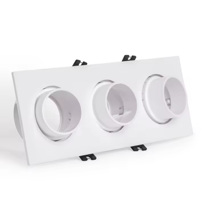 Ledkia Aro Downlight Cuadrado Basculante Bajo UGR para tres Bombilla LED GU10 / GU5.3 Corte 75x235 mm Suefix   Blanco - 1
