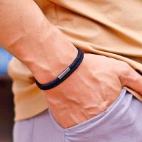 Nuevo Pulsera De Hombre Con Cordón De Nylon 4mm Doble Capa Hilo Sortuador Desmontable Hebilla Negra Regalo Para Él - details 3