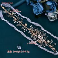 YouLaPan Diadema De Boda Para Mujer Aleación De Hojas Doradas Accesorios De Cabello De Novia Adorno De Fiesta Hecho a Mano Tiara De Plata Decoración De 40*7.5CM - details 6