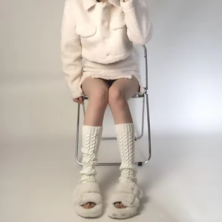 Calentadores De Piernas Japonesa Lolita Para Mujer Calcetines De Lana Tejidos a Mano Cubierta De Pies Para Cosplay Otoño Invierno - 1