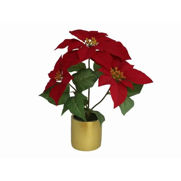 Gerimport Maceta Decorativa Color Oro Poinsettia Artificial 32 X 35 Cm - Adornos y Modelos Navideños - 1