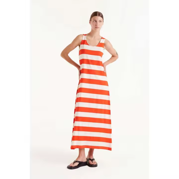 Compañia Fantastica Vestido Largo Rayas Rojas - 1