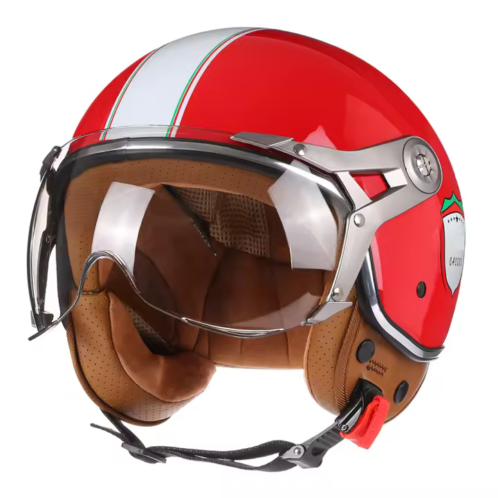 Casco De Motocicleta Retro Para Hombres Y Mujeres DOT 3/4 Open Face Capacidad Vintage Chopper Para Bicicletas Y Scooters - 1