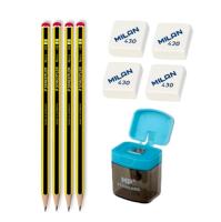 Staedtler - 4x Lapiceros Lápices Noris HB 2 + Milan 4x Gomas de Borrar Migas de Pan 430 Cuadrada Muy Suave + Sacapuntas - Goma y Lapicero Ideal para el Colegio, Recambio. Vuelta al Cole, Colegio, Material Escolar Oficina Primaria, Secundaría y Universidad - details 1