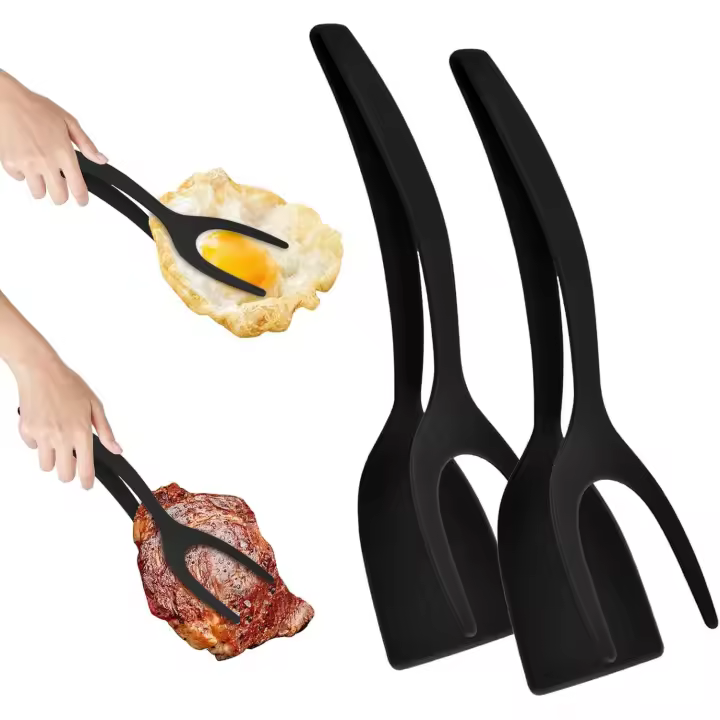 espátulas para huevos, resistentes al calor, para panqueques, pan, pescado, barbacoa, filete, herramienta de cocina casera (negra) - 1