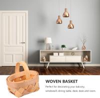 12 piezas Mini Cestas tejidas con asas Cestas de chips de madera en miniatura para favores de fiesta de boda Artesanía Casa de campo Jardín de hadas Adorno Decoración de casa de muñecas - details 1
