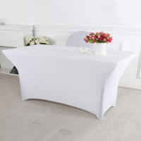 Mantel Rectangular De Poliéster 100% Algodón Impermeable Y Lavable Blanco/ Negro Alta Elasticidad Para Bodas Fiestas Masajes Hotelería Cumpleaños - details 2