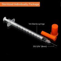 Jeringa de U-100 de 1ml with Aguja, 31G 1Cc 5/16 pulgadas (8mm), suministros de Mediciónlaboratorio, envuelve individualmente, paquete de 20 - details 1