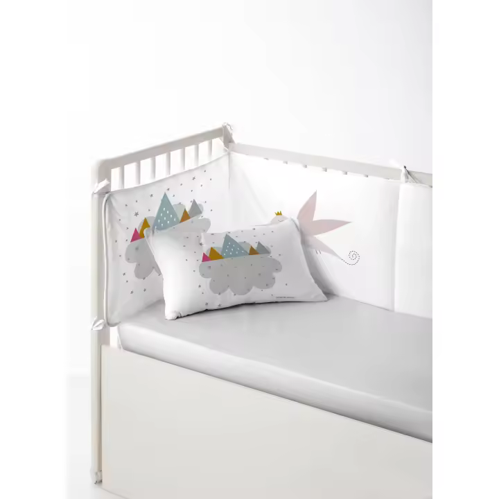 PROTECTOR DE CUNA/MAXICUNA INFANTIL BEBÉ 100% ALGODÓN WONDERLAND HACIENDO EL INDIO FABRICADO EN ESPAÑA - 1