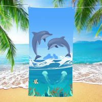 Toalla de playa de microfibra con diseño de delfín azul, ideal para natación, viajes, acampada y deportes. - details 9