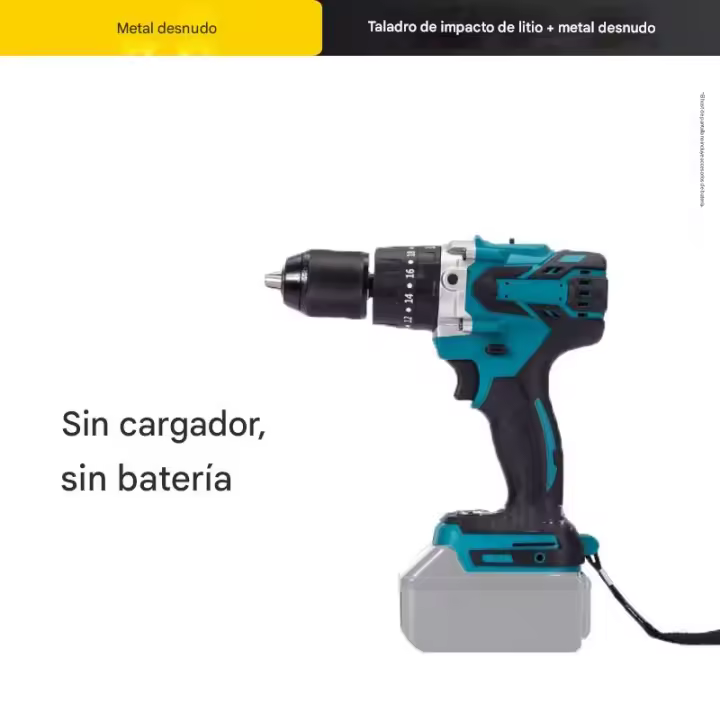 Taladro de mano profesional sin cable - Motor sin escobillas, 20 velocidades ajustables, multifunción  - Batería recargable de iones de litio para metal/madera/hormigón - 1