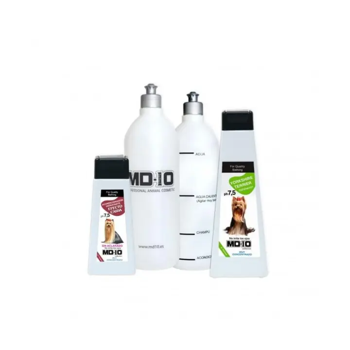 Pack Productos para Yorkshire Terrier - Champú para Perros, Acondicionador Perros Efecto Caída, 2 Botellas Mezcladoras - Vegano y Biodegradable - Fabricado en España - MD10 COLLECTION - 1