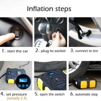Compresor de aire portátil para automóvil, bomba de inflado de neumáticos digital con lámpara LED, compresor de compresión para coche y motocicleta - details 7
