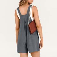 Traje De Mujer Casual De Algodón Lino Suave Con Pierna Ancha Y Bolsillos Estilo Callejero Cómodo Para Verano Color Sólido - details 19