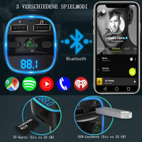 Transmisor FM Bluetooth para Automóvil, adaptador de radio Transmisor Bluetooth para radio automática, control de Frecuencia, 2 Puertos USB, Tarjeta SD integrada, USB Memorias - details 4