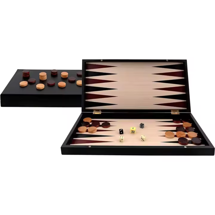 Backgammon lacado negro  Black Series de Aquamarine games CP033. - 1