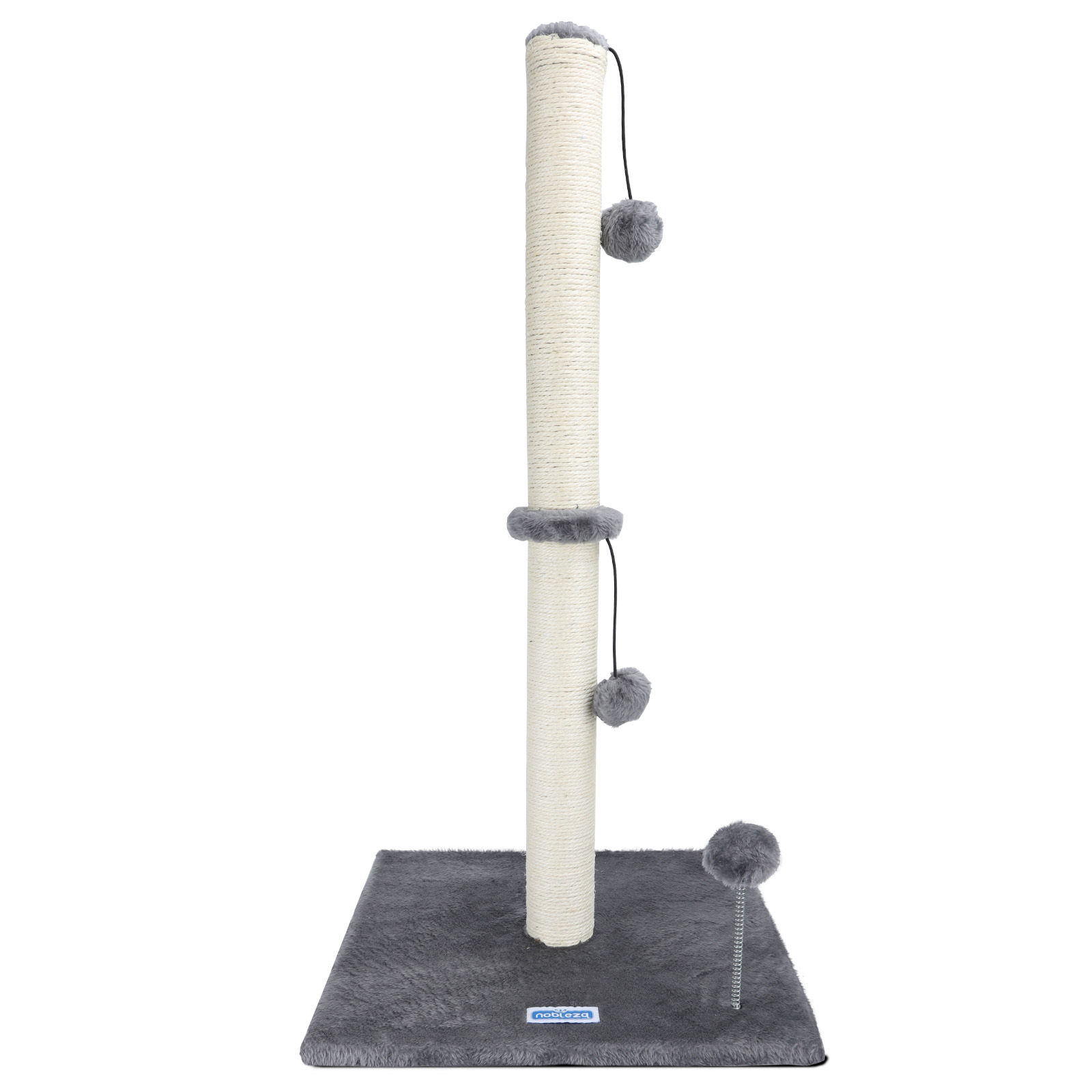 Nobleza Árbol Rascador para Gatos de Sisal Natural ,Rascador para Gatos, Altura 80 cm, Poste de Rascador  para Gatos Medianos y Grandes, Base Estable con Bola de Juguete Colgante y Pompón de Muelle Gris