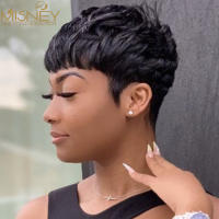 Pelucas De Cabello Humano Bob Corto Natural Color Brasileño Remy Peluca De Corte Pixie Para Mujeres Negras Misney - details 6