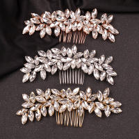 Peine De Novia Con Cristales De Rhinestone En Rosa Oro Y Plata Accesorio De Cabello Para Mujer Joyería De Cabeza Para Boda - details 6