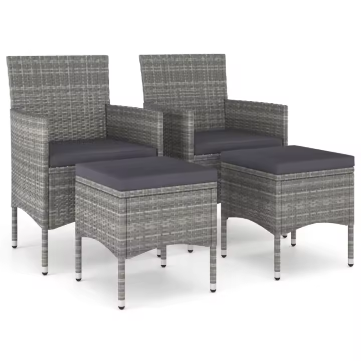 vidaXL conjunto de silla de jardíntaburete 4 piezas ratán PE - 1