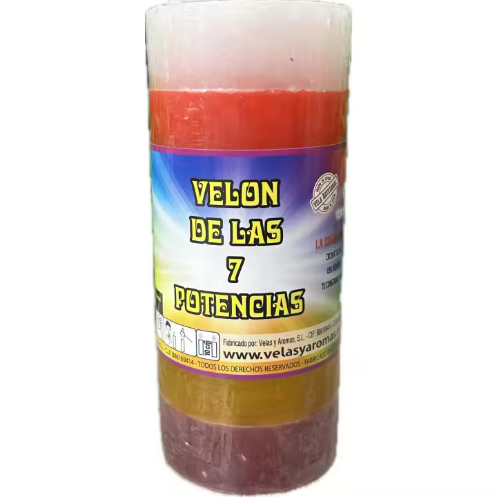 Velas & Aromas, Vela Velón de 7 Potencias, Vela Palo Santo, Vela Mano Fátima, Altura 14cm x Ancho 6.20cm, Vela artesanal, Hecha en España Duración 72 horas aprox. - 1