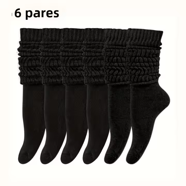 6 Pares De Calcetines De Talla Media Para Mujer Tejidos Térmicos Calcetines Largos Sueltos Y Adecuados Para Primavera Otoño Invierno Calcetines De Lana Gruesa Y Cálidos - 1