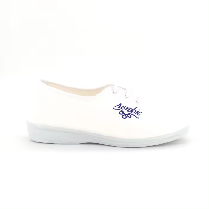 Zapatilla Alcalde para mujer color tejano, mod.200, Zapatilla cerrada clásica de lona, con cuña, suela de goma, con cordones - 1