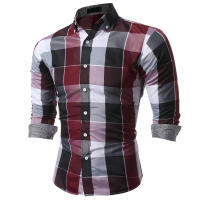 Camisa Larga Para Hombres Con Patoche Casera Top Casual De Cuadros Material Poliéster Estilo Clásico Cierre Soltero Para Todas Las Estaciones - details 1