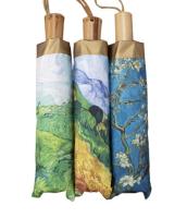 Paraguas automático de pintura al óleo de Van Gogh, accesorio pequeño de vinilo fresco, plegable, resistente al viento y al sol - details 8