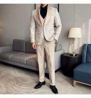 Traje De Tres Piezas Para Hombre Estilo Británico Primavera 2025 Traje De Negocios Casual Chaqueta Pantalón Alta Densidad Jacquard Vestido De Boda - details 20