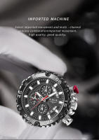 Reloj De Pulsera LIGE Para Hombres Azul Deportivo Y Militar De Lujo Con Grande Dial Cronógrafo Resistente Al Agua Cuarzo Reloj De Mano Luz Técnica De Silicona - details 8