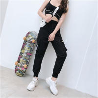 Pantalones De Cargo Negros Para Mujer Casual High Waist Loose Hip Hop Pantalones Coreanos Punk Capri Streetwear Femme - details 6