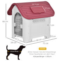Caseta exterior para mascotas, Caseta para Perros with trampilla en El Techo, Puerta Grande, Refugio para Perros Pequeños, Establo para animales Pequeños, circulación de Aire, imperable, color Rojo - details 4