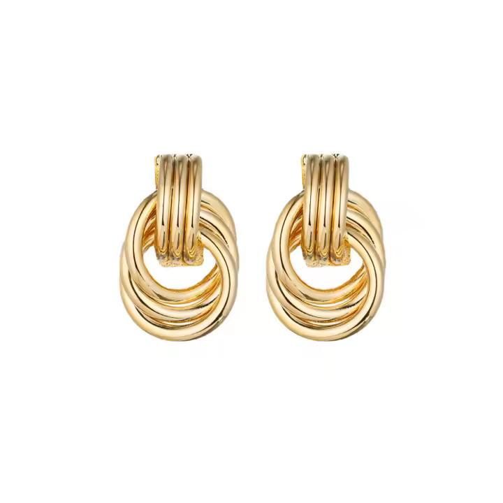 Aretés Geométricos Multicapa para Mujer, Aretés Galvanizados, Aretés Dorados, Regalos para Madres y Novias - 1