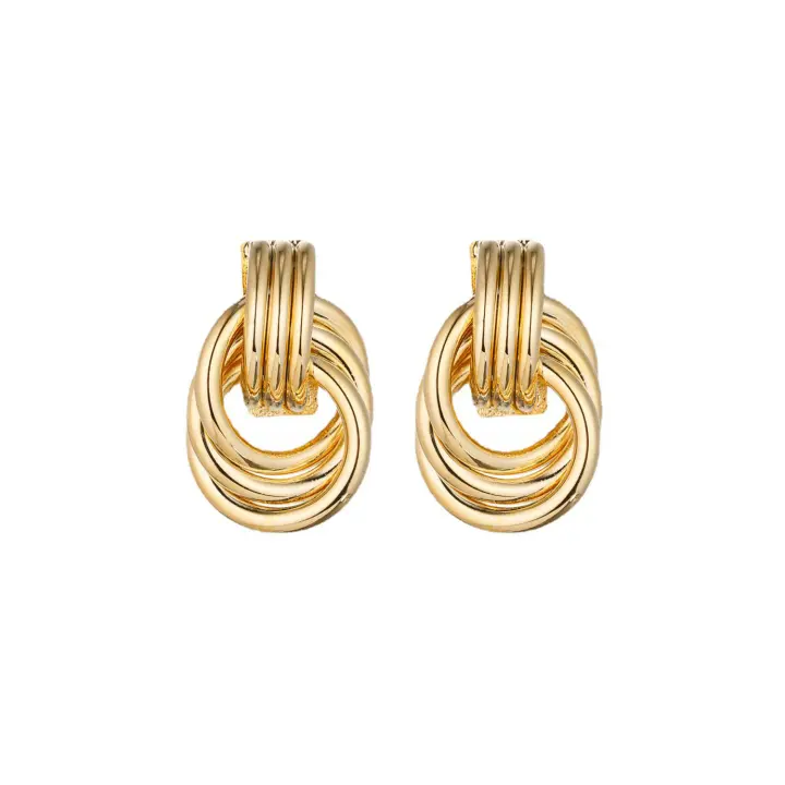 Aretés Geométricos Multicapa para Mujer, Aretés Galvanizados, Aretés Dorados, Regalos para Madres y Novias - 1