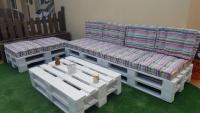 Cojin para palet 60x80x10 cms, con rayas tejidas multicolor - details 0