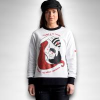Sudadera Revés Anabel Lee - Blanca con Ribetes Negros, Corazones y Mensaje Bordado - details 3