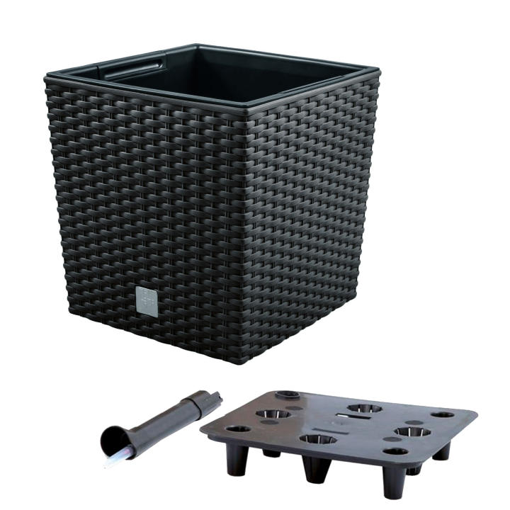 Maceta Rato de 15,5 litros con inserto 25 x 25 x 47,6 cm antracita