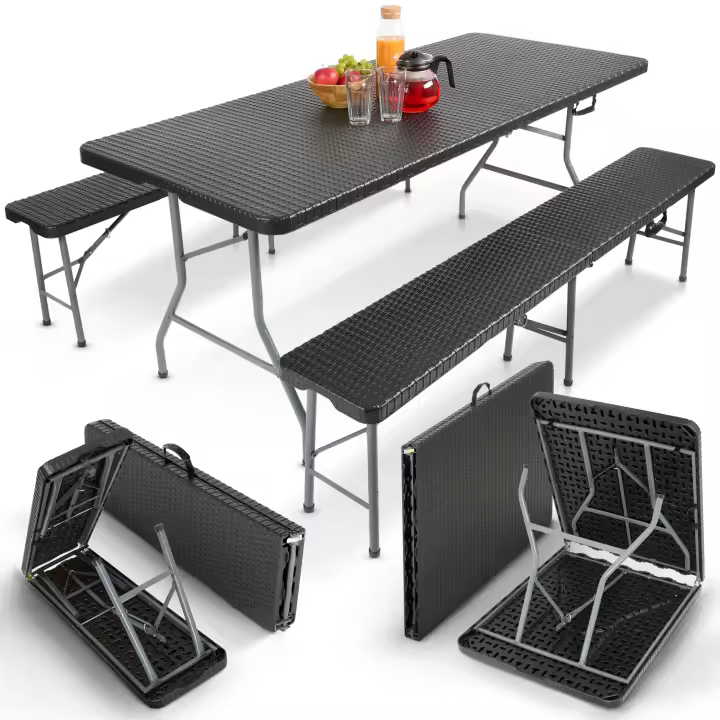 AREBOS Juego de Marquesina Juego de Mesa de Cerveza Mesa de Camping Plegable - 1