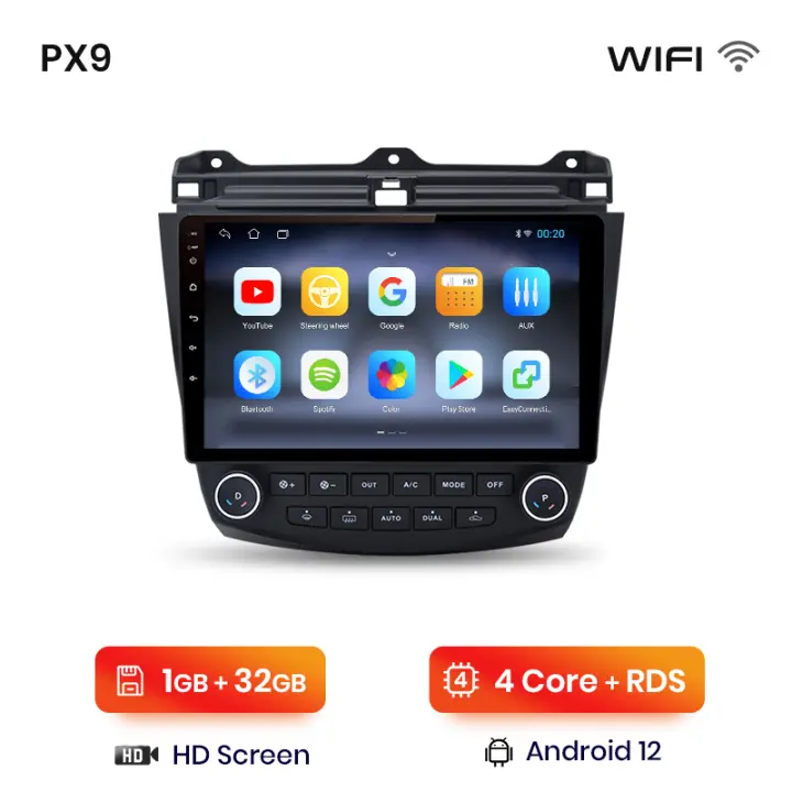 AWESAFE inalámbrico CarPlay Android Auto Radio para Honda Accord 7 2003 2004 2005 2006 2007 2008 coche reproductor multimedia GPS 2 din autoradio volante controles RDS Bluetooth - 1
