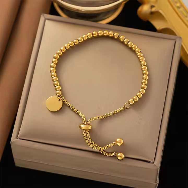 Pulsera De Cadenas Para Mujer Y Parejas Foxanry 316L Acero Inoxidable Con Bolas Clásicas Antiguo Joyería De Aniversario Moda No Desvaneciendo Regalos - 1