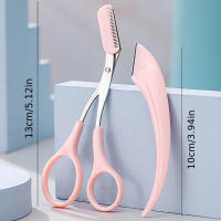 Juego De 2/3 Piezas Cortador De Cejas En Forma De Luna Crescent Trimmer De Acero Inoxidable Con Peine Y Tijeras Para Cejas - details 6