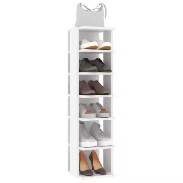 vidaXL Mueble zapatero madera contrachapada blanco 27,5x27x102 cm - 1