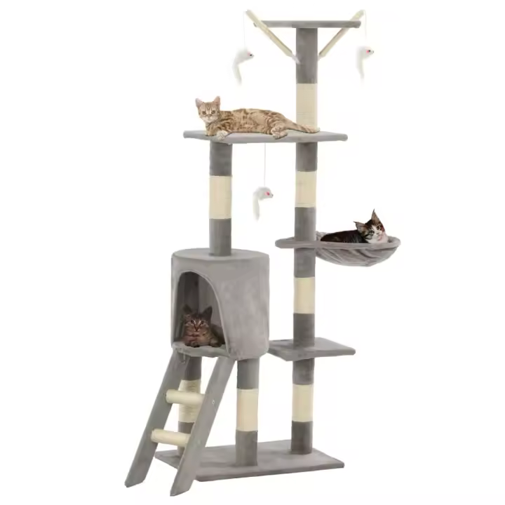 Arbol para gato con 5 alturas 50x35x138 gris Platz K9 S.L. El paraíso de tu felino en casa - 1