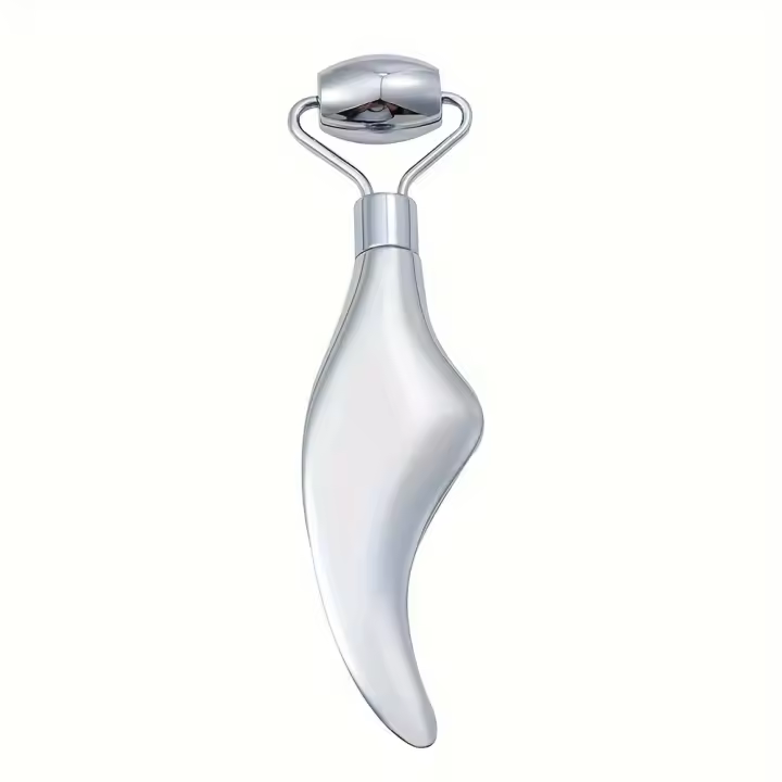 Herramienta De Masaje Facial Gua Sha Y Rodillo De Rostro De Acero Inoxidable 2-en-1 Para Cuidado Diario De La Piel Del Cuerpo Rostro Y Cuello - 1