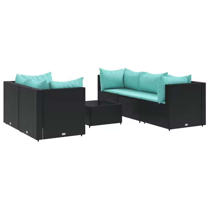 vidaXL Set muebles de jardín 6 piezas y cojines ratán sintético negro - 1