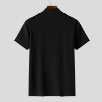 Camiseta INCERUN Para Hombre Color Sólido Cuello Alto Manga Corta Estilo Casual Verano Fitness Streetwear Moda Tops - details 9