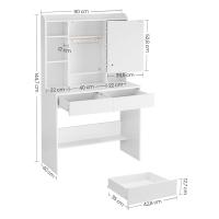 Tocador de maquillaje de estilo moderno con luces led ajustables y amplio espacio de almacenamiento, cajón amplio, color blanco - details 6