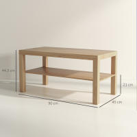 Homcom Mesa de Centro Mesita Café Mueble Salón Comedor Mesa Auxiliar Madera de 2 Niveles Mesa para Sofá Sala de Estar 90x45x40.5cm Nogal - details 2