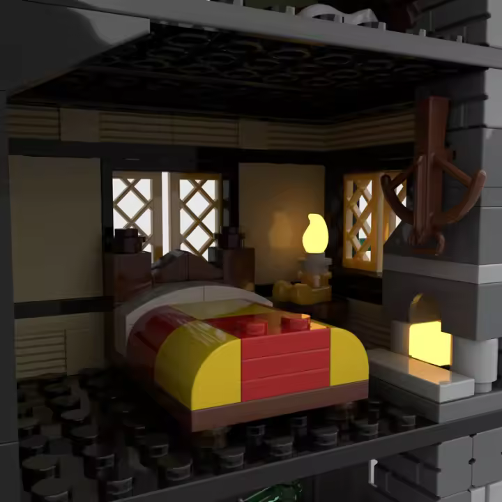 519PCS Modelo Medieval De Casa MOC-82740 Vista De La Calle De La Ciudad Pila De Fogatas Para Dormitorio Bloques De Arquitectura Modular Regalo Para Niños - 1